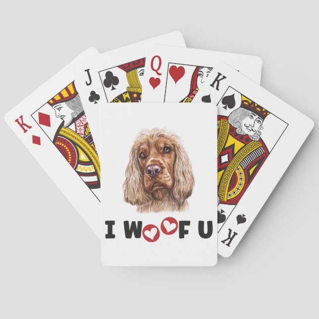 English Cocker Spaniel Dog I Woof You Spielkarten (Rückseite)