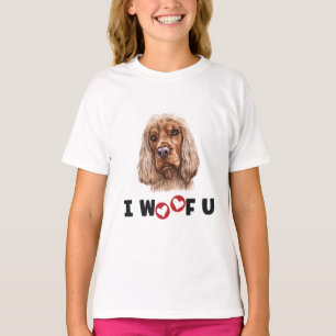 English Cocker Spaniel Dog I Woof You T-Shirt