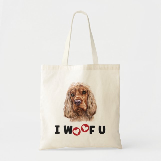 English Cocker Spaniel Dog I Woof You Tragetasche (Vorne)