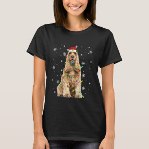English Cocker Spaniel Hund Weihnachtsbeleuchtung  T-Shirt