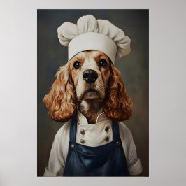English Cocker Spaniel in Kochmütze Poster, Hausti Poster