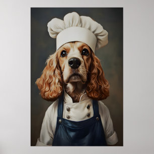 English Cocker Spaniel in Kochmütze Poster, Hausti Poster
