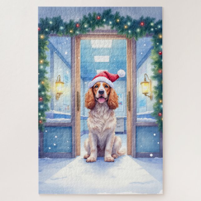 English Cocker Spaniel Nurse Station Santa Hat (Vertikal)