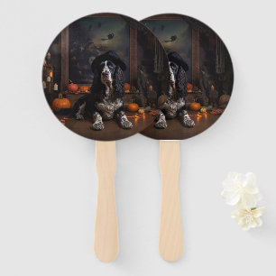 English Cocker Spaniel Pumpkins Halloween Beängsti Fächer