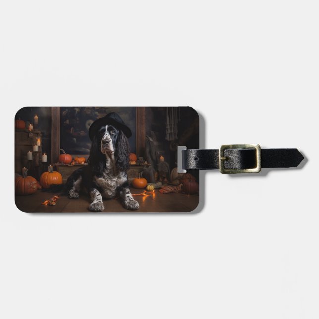 English Cocker Spaniel Pumpkins Halloween Beängsti Gepäckanhänger (Vorderseite horizontal)