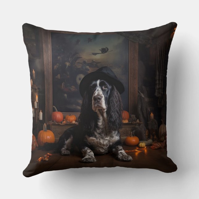 English Cocker Spaniel Pumpkins Halloween Beängsti Kissen (Rückseite)