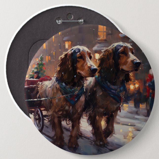 English Cocker Spaniel Weihnachtsfeiersaison Button (Vorne & Hinten)