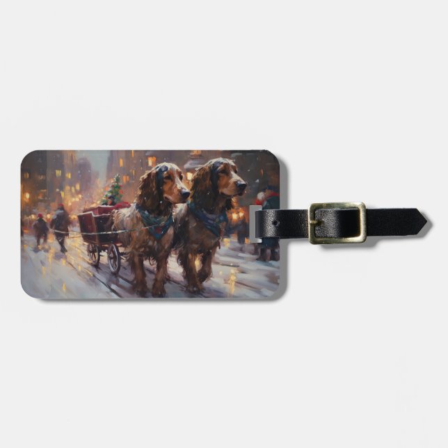 English Cocker Spaniel Weihnachtsfeiersaison Gepäckanhänger (Vorderseite horizontal)