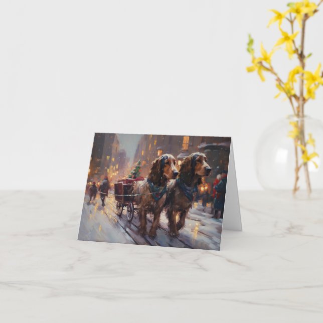 English Cocker Spaniel Weihnachtsfeiersaison Karte (Gelbe Blume)