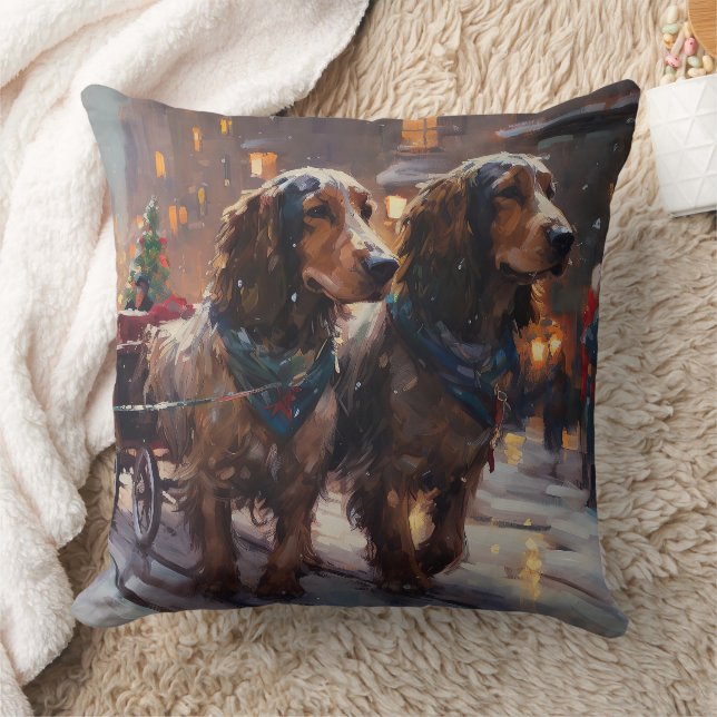 English Cocker Spaniel Weihnachtsfeiersaison Kissen (Decke)