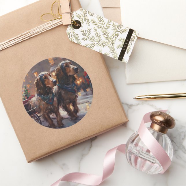 English Cocker Spaniel Weihnachtsfeiersaison Runder Aufkleber (Schenken)
