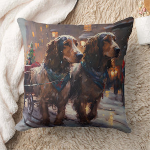English Cocker Spaniel Weihnachtsfestliche Jahresz Kissen