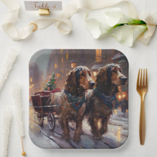 English Cocker Spaniel Weihnachtsfestliche Jahresz Pappteller