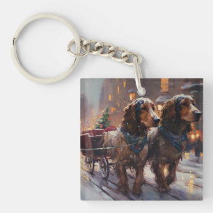 English Cocker Spaniel Weihnachtsfestliche Jahresz Schlüsselanhänger