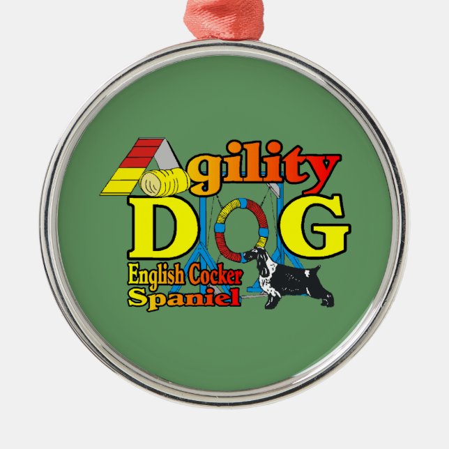 English Cocker Spanisch Agility Silbernes Ornament (Vorne)
