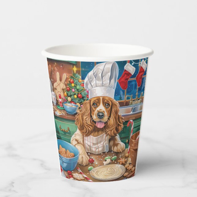 English Cocker Spanisch Holiday Baking: Weihnachte Pappbecher (Vorderseite)