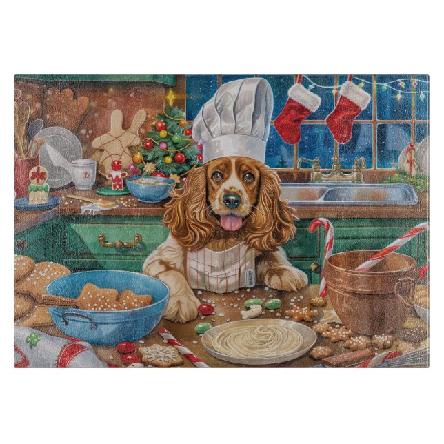 English Cocker Spanisch Holiday Baking: Weihnachte Schneidebrett (Vorderseite)