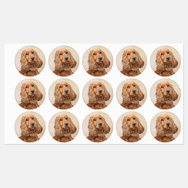 English Cocker Spanische Malerei - Original Dog Ar Etiketten (Blatt)