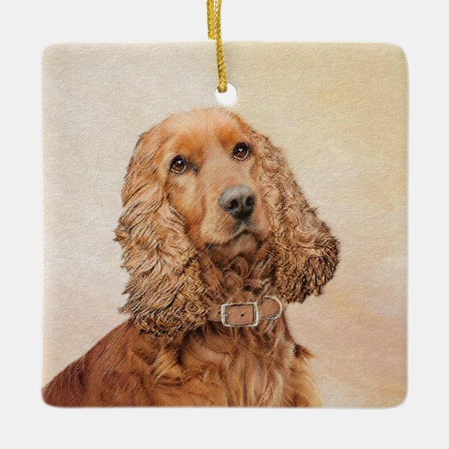 English Cocker Spanische Malerei - Original Dog Ar Keramikornament (Vorderseite)