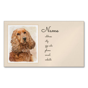 English Cocker Spanische Malerei - Original Dog Ar Magnetische Visitenkarte
