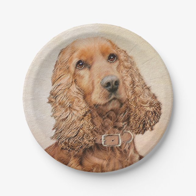English Cocker Spanische Malerei - Original Dog Ar Pappteller (Vorderseite)