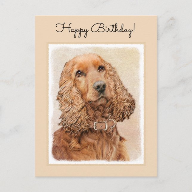 English Cocker Spanische Malerei - Original Dog Ar Postkarte (Vorderseite)