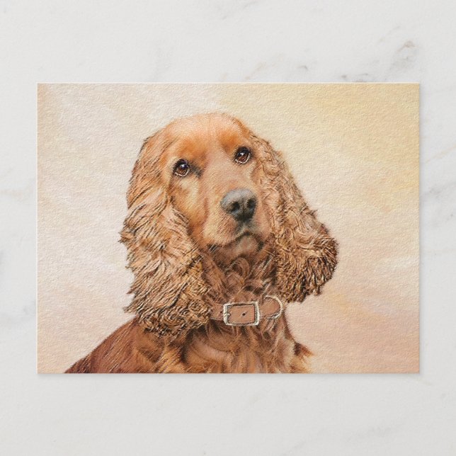 English Cocker Spanische Malerei - Original Dog Ar Postkarte (Vorderseite)
