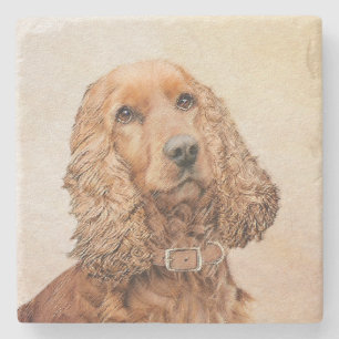 English Cocker Spanische Malerei - Original Dog Ar Steinuntersetzer