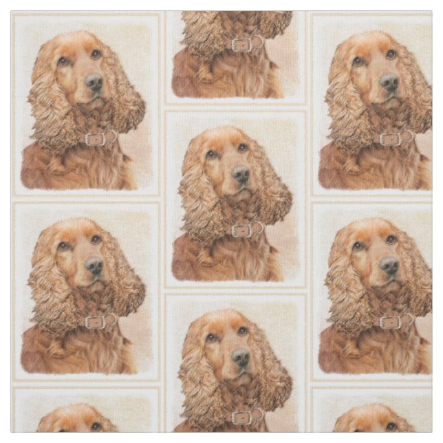 English Cocker Spanische Malerei - Original Hund A Stoff (Muster)