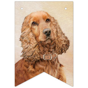 English Cocker Spanische Malerei - Original Hund A Wimpelkette