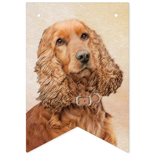 English Cocker Spanische Malerei - Original Hund A Wimpelkette (Erste Fahne)