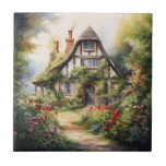English Cottage Fliese<br><div class="desc">A Watercolour English cottage with garden</div>