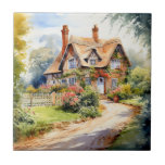 English Cottage Fliese<br><div class="desc">A Watercolour English cottage with garden</div>