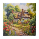 English Cottage Fliese<br><div class="desc">A Watercolour English cottage with garden</div>