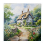 English Cottage Fliese<br><div class="desc">A Watercolour English cottage with garden</div>