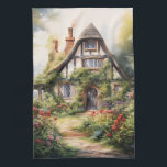 English Cottage Geschirrtuch<br><div class="desc">A Watercolour English cottage with garden</div>