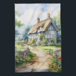 English Cottage Geschirrtuch<br><div class="desc">A Watercolour English cottage with garden</div>