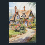 English Cottage Geschirrtuch<br><div class="desc">A Watercolour English cottage with garden</div>