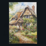 English Cottage Geschirrtuch<br><div class="desc">A Watercolour English cottage with garden</div>