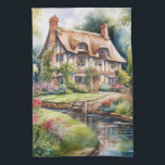 English Cottage Geschirrtuch<br><div class="desc">A Watercolour English cottage with garden</div>