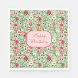 English Country Wildblume Happy Birthday Napkins Serviette