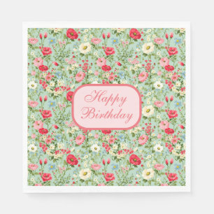 English Country Wildblume Happy Birthday Napkins Serviette