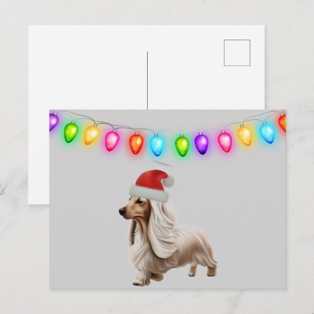 English Cream Christmas Dackel Postkarte (Vorne/Hinten)