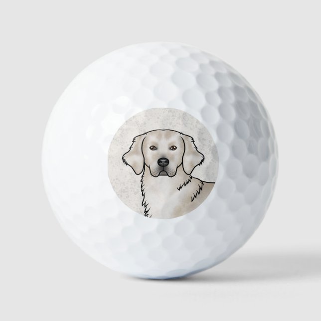 English Cream Golden Retriever Cartoon Dog Head Golfball (Vorderseite)