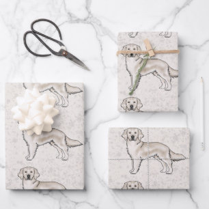 English Cream Golden Retriever Cartoon-Hund-Muster Geschenkpapier Set