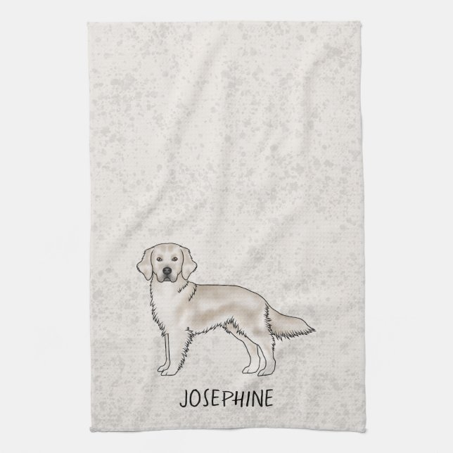English Cream Golden Retriever Dog Individuelle Na Geschirrtuch (Vertikal)