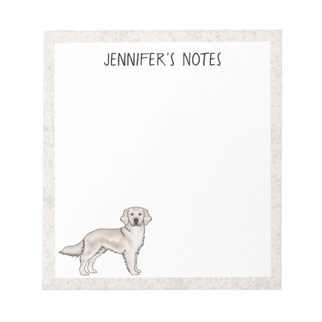 English Cream Golden Retriever Dog Individuelle Na Notizblock (Vorderseite)