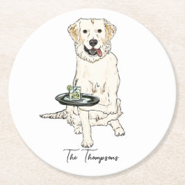 English Cream Golden Retriever Hochzeit Runder Pappuntersetzer