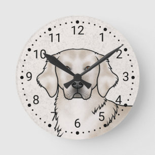 English Cream Golden Retriever Hund Kopfporträt Runde Wanduhr