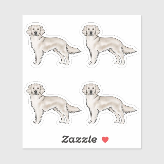 English Cream Golden Retriever Niedlich Cartoon Hu Aufkleber (Blatt)